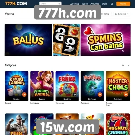Variedade de jogos disponíveis em 777h.com